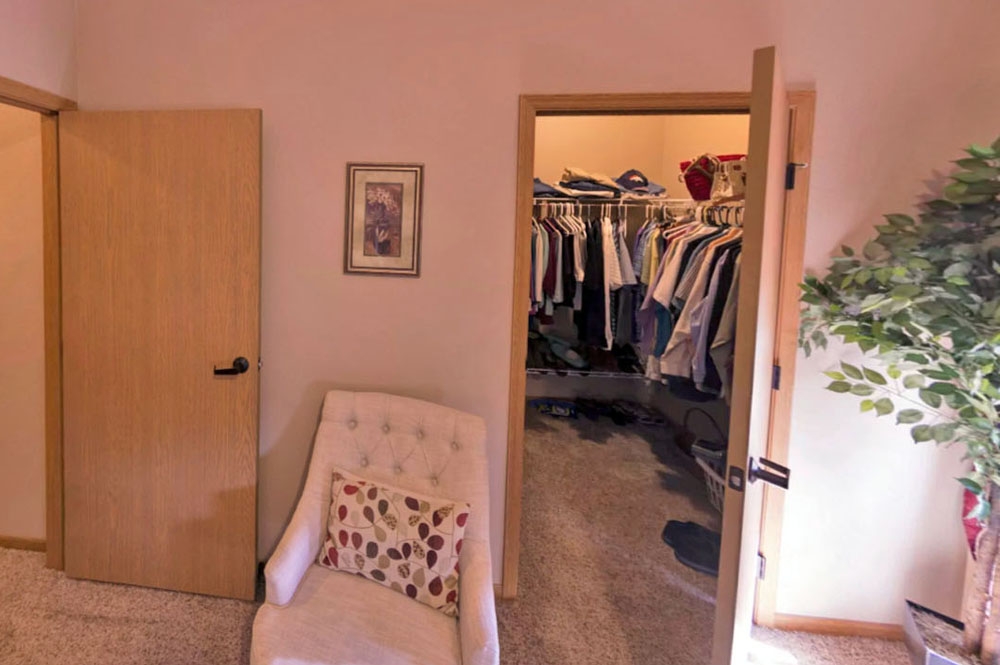 Townhome villa walkin closet in the main bedroom at Primrose Retirement in Aberdeen, SD