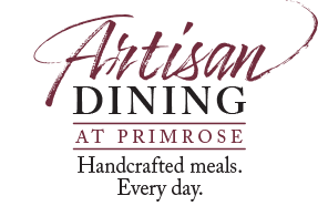 This is the logo for Artisan Dining at Primrose, where meals are handcrafted every day.