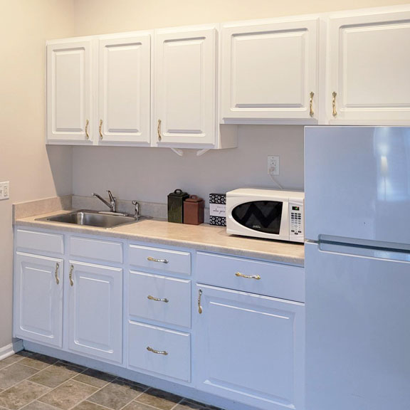 Kansas City Primrose assisted living studio apartment kitchenette
