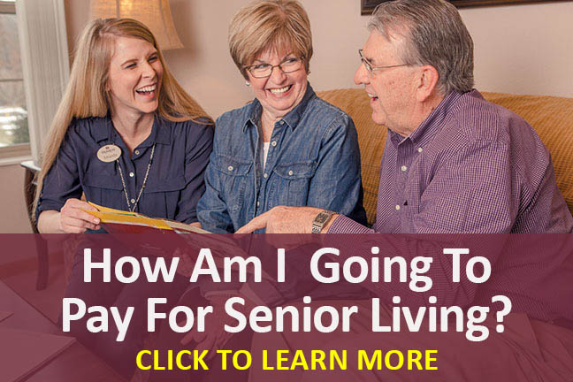 How am I going to pay for senior living graphic with an older couple and younger woman