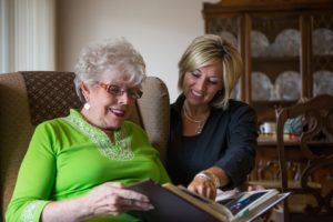 A mother and her daughter share stories from childhood at Primrose.