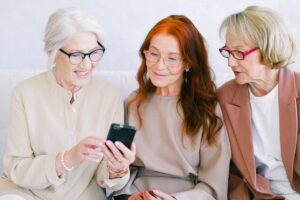 Senior women using smartphone