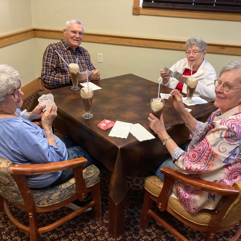 Seniors at Primrose playing cards