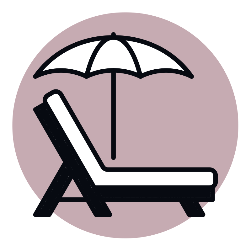 Paid Time Off graphic with lounger chair and umbrella