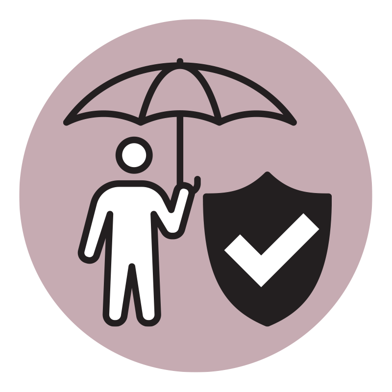 Worksite benefits graphic with stick figure and umbrella