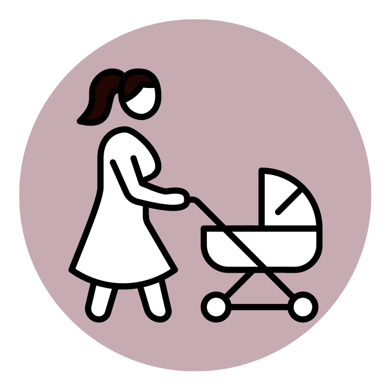 Parental Leave graphic with mother and stroller