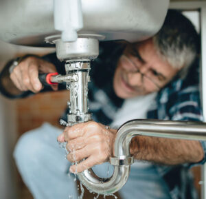 Plumber fixing the kitchen sink