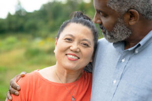 Senior couple enjoying time outside